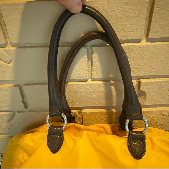 LIEBESKIND Berlin Yellow Adriana Large Nylon Leather Bag Sporty Satchel Purse - Picture 11 of 13